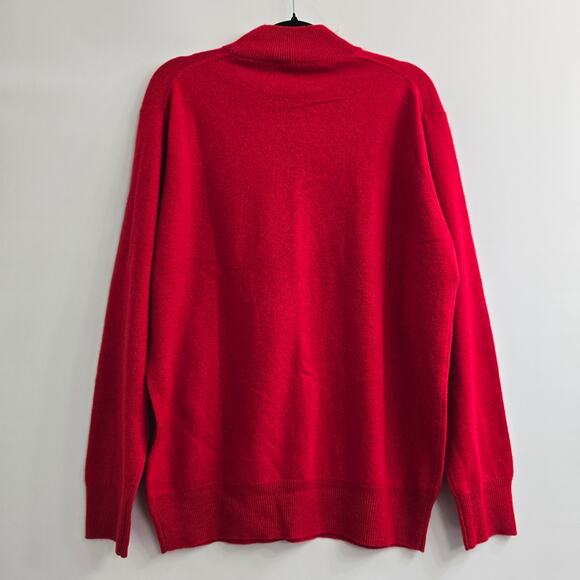 NWT Women's Red Cashmere Sweater M Mock Neck Classic Holiday Christmas Luxury - Picture 2 of 7